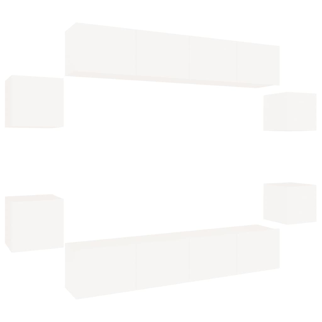 vidaXL 8-tlg. TV-Schrank-Set Weiß Holzwerkstoff