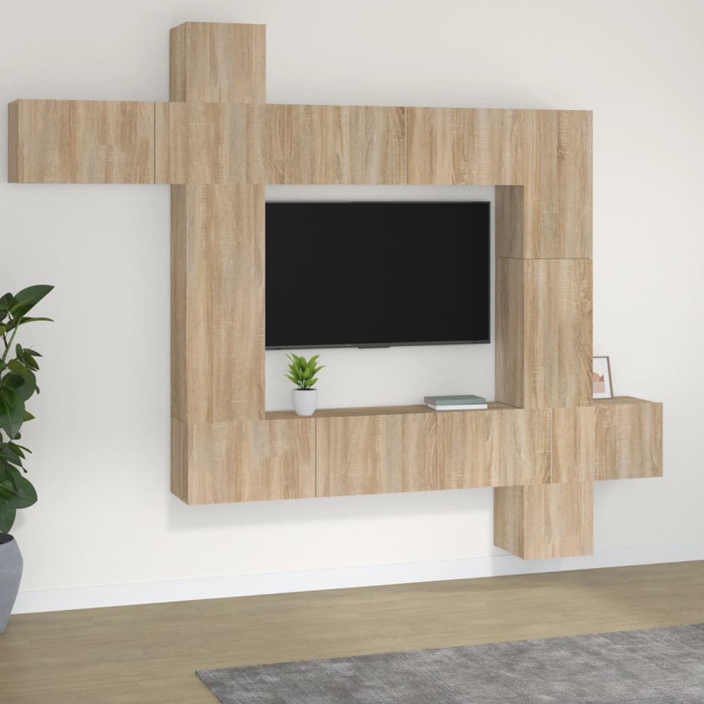 vidaXL 9-tlg. TV-Schrank-Set Weiß Holzwerkstoff