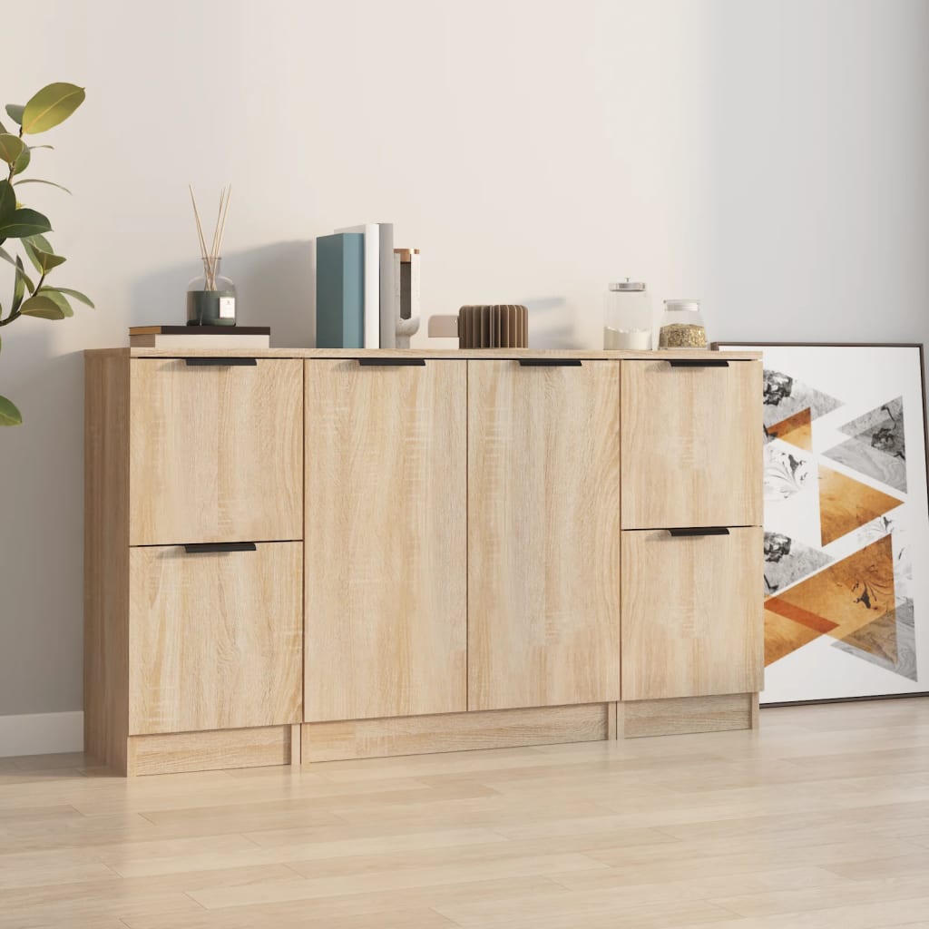 vidaXL Sideboards 3 Stk. Weiß Holzwerkstoff