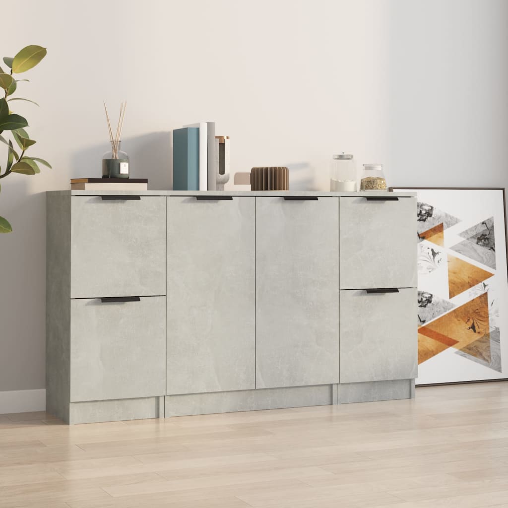vidaXL Sideboards 3 Stk. Weiß Holzwerkstoff