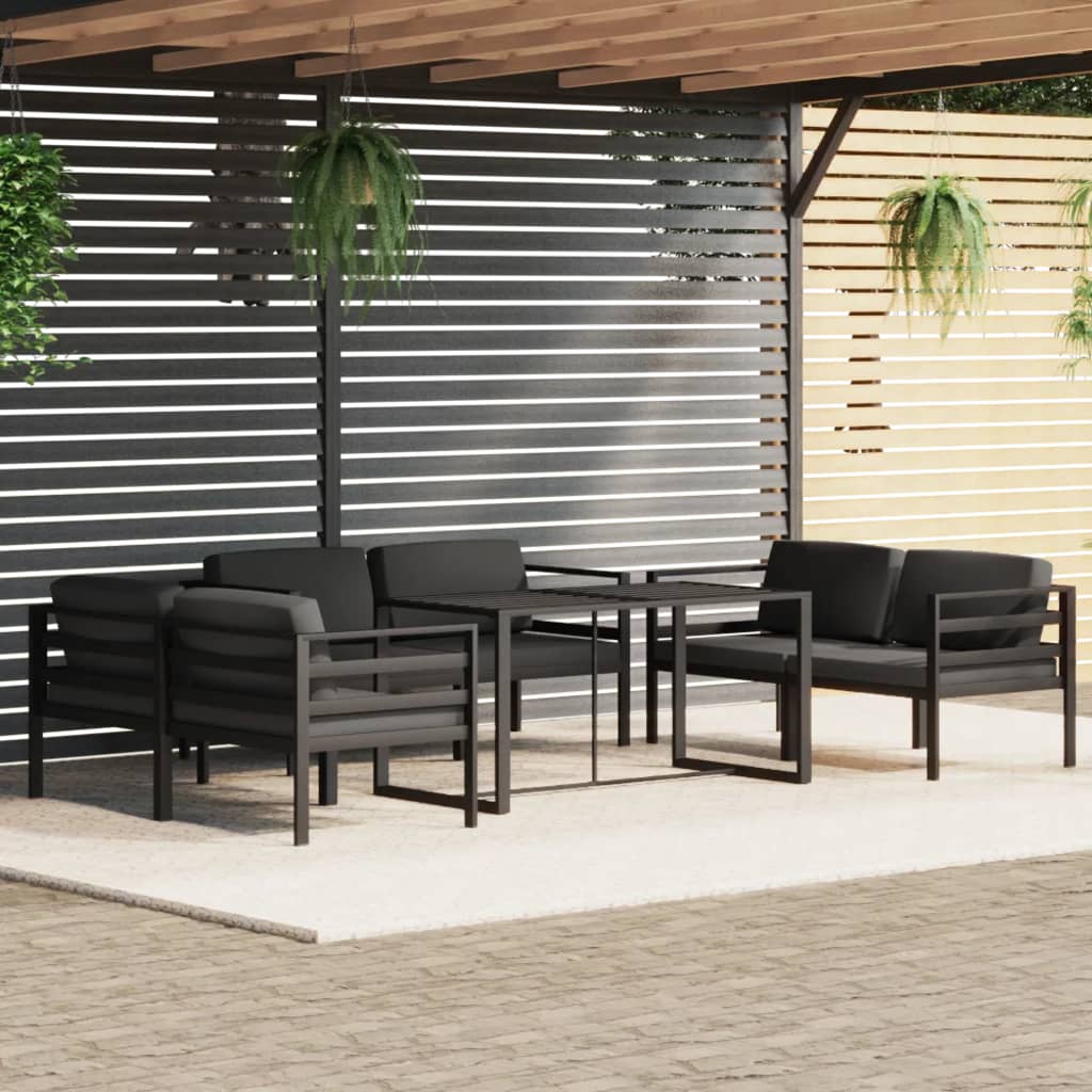 vidaXL 6-tlg. Garten-Lounge-Set mit Kissen Aluminium Anthrazit