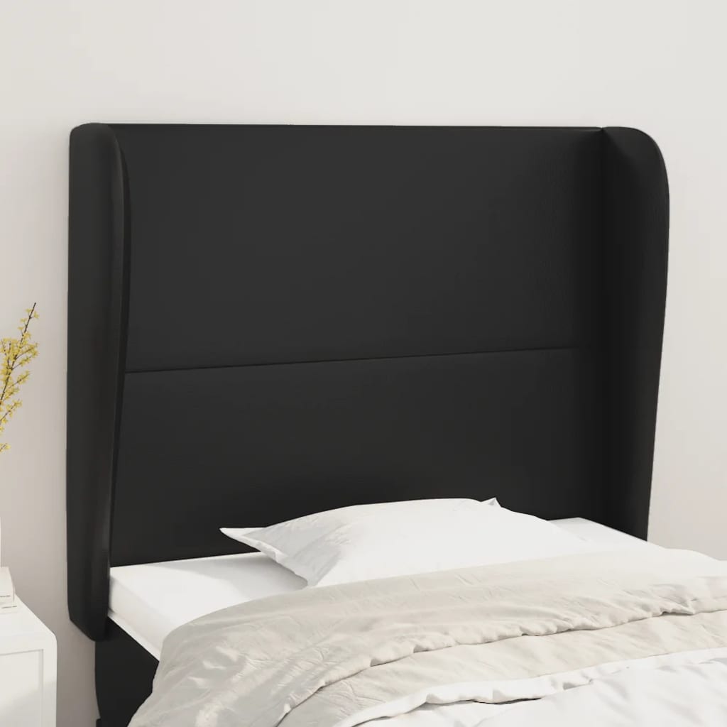 vidaXL Kopfteil mit Ohren Schwarz 83x23x78/88 cm Kunstleder