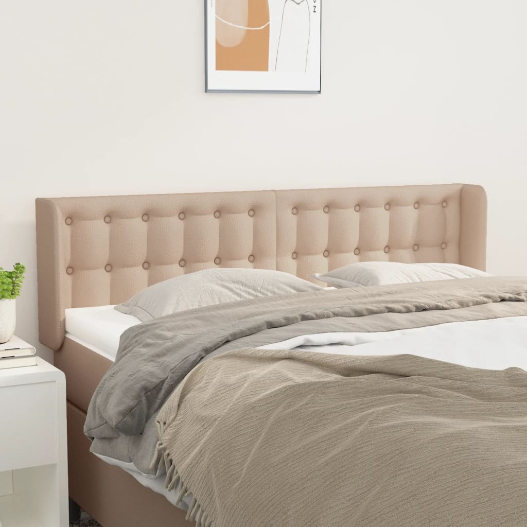 vidaXL Kopfteil mit Ohren Schwarz 83x16x78/88 cm Kunstleder