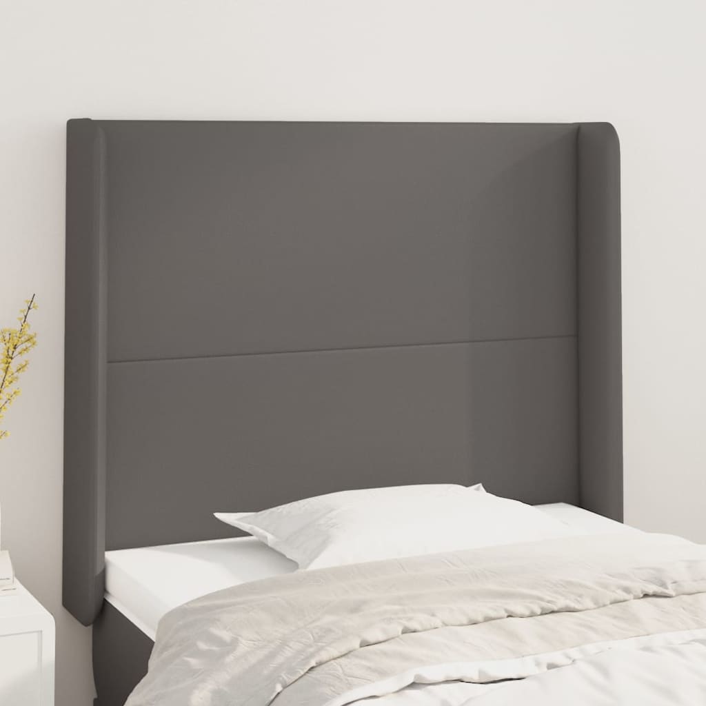 vidaXL Kopfteil mit Ohren Schwarz 83x16x78/88 cm Kunstleder