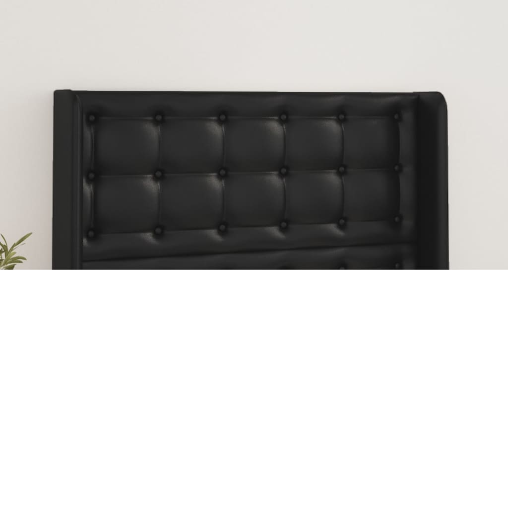 vidaXL Kopfteil mit Ohren Schwarz 83x16x78/88 cm Kunstleder