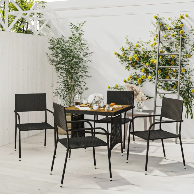 vidaXL 3-tlg. Garten-Essgruppe Poly Rattan Schwarz