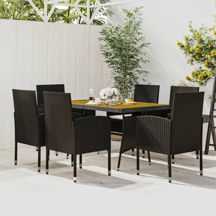 vidaXL 5-tlg. Garten-Essgruppe Poly Rattan Schwarz