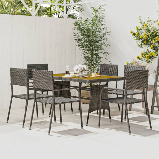 vidaXL 5-tlg. Garten-Essgruppe Poly Rattan Schwarz