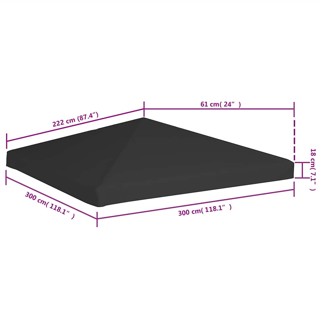 vidaXL Pavillondach 270 g/m² 3x3 m Schwarz