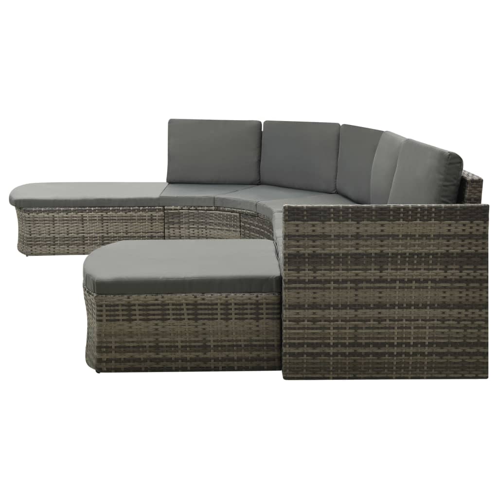 vidaXL 4-tlg. Garten-Lounge-Set mit Auflagen Poly Rattan Grau