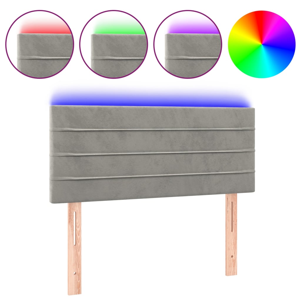 vidaXL LED Kopfteil Hellgrau 80x5x78/88 cm Samt