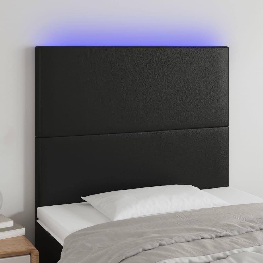 vidaXL LED Kopfteil Schwarz 80x5x78/88 cm Kunstleder