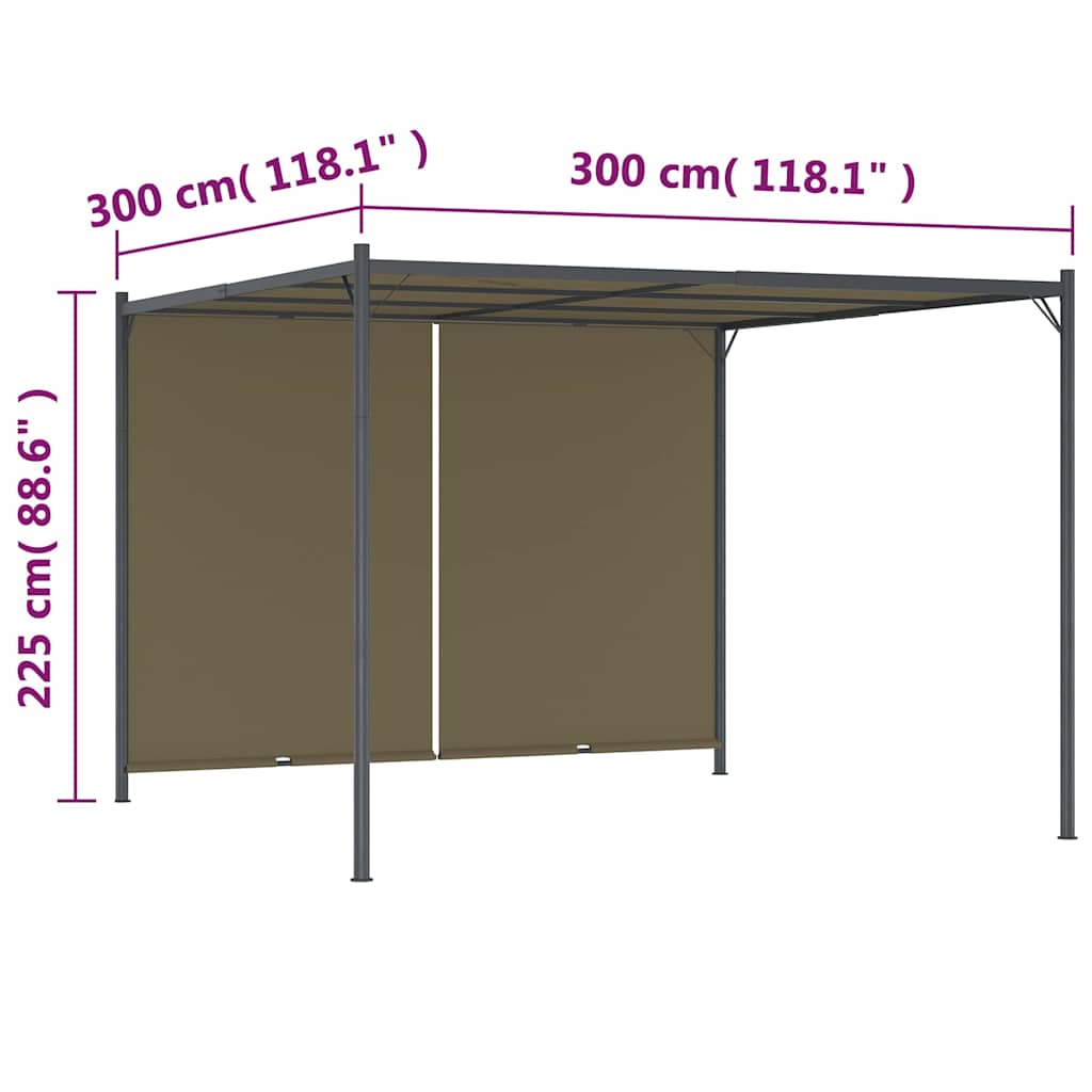 vidaXL Gartenpergola mit Ausziehbarem Dach 3x3 m Taupe 180 g/m²