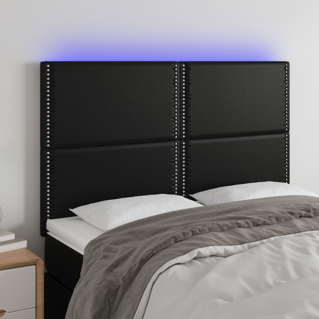 vidaXL LED Kopfteil Schwarz 80x5x78/88 cm Kunstleder