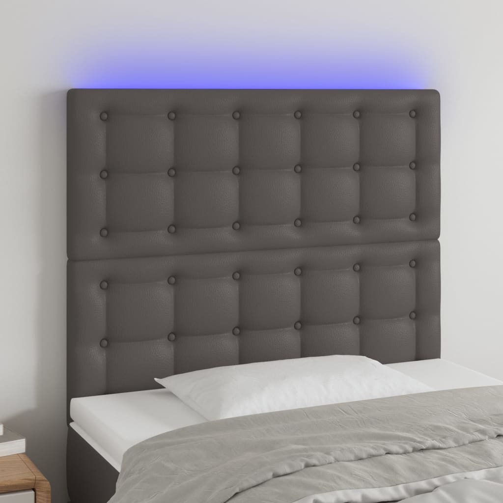 vidaXL LED Kopfteil Schwarz 80x5x78/88 cm Kunstleder