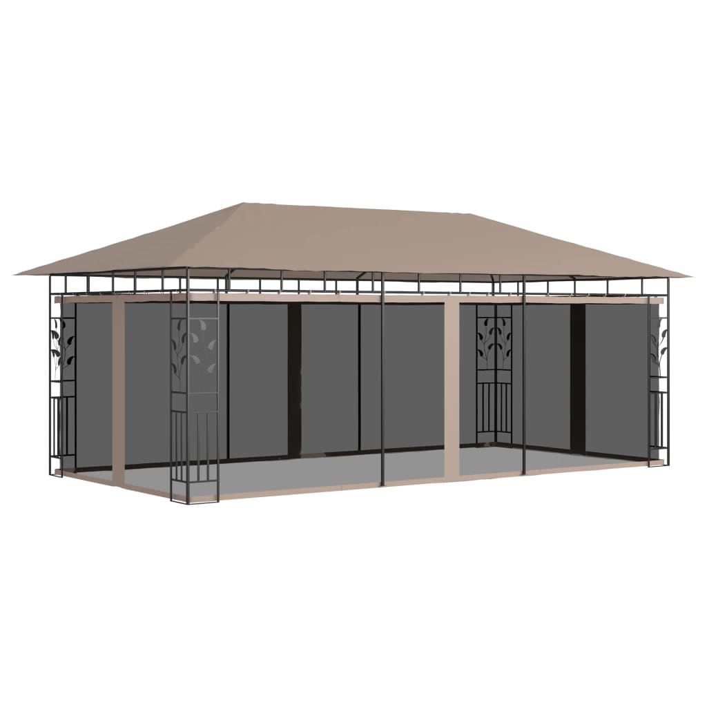 vidaXL Pavillon mit Moskitonetz 3x3x2,73 m Taupe 180 g/m²