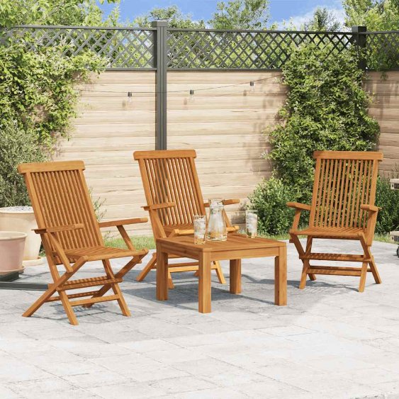 vidaXL Klappbare Gartenstühle 4 Stk. Massivholz Teak