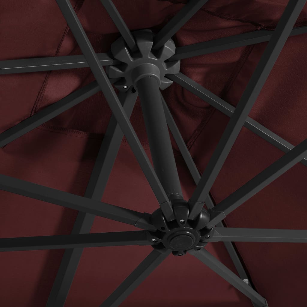 vidaXL Ampelschirm mit LED-Beleuchtung 250x250 cm Bordeauxrot