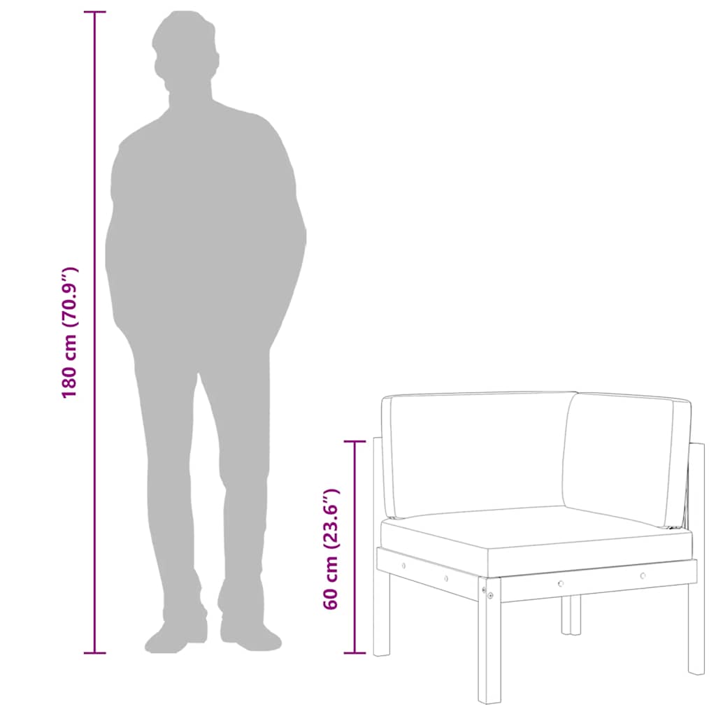 vidaXL Garten-Ecksofas 2-tlg. mit Kissen Holz Akazie & Seil