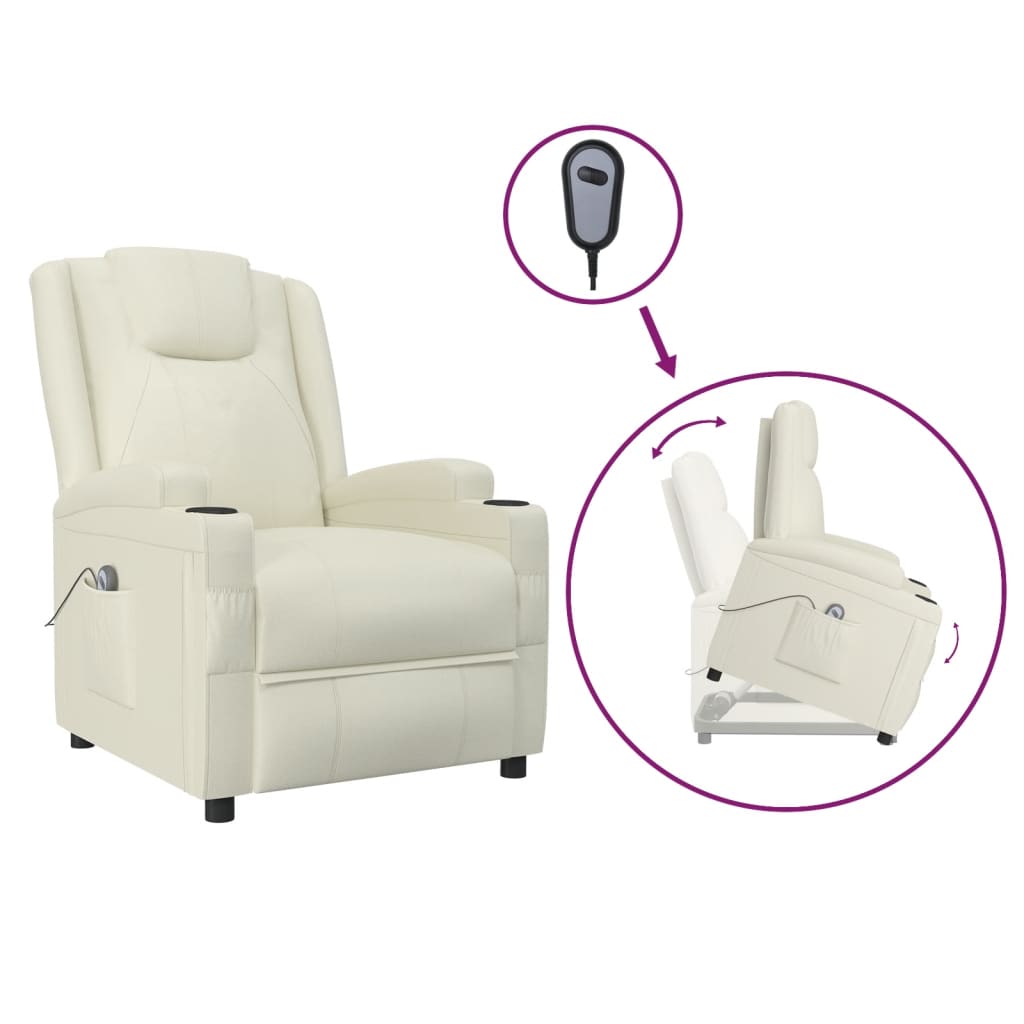vidaXL Aufstehsessel Creme Kunstleder