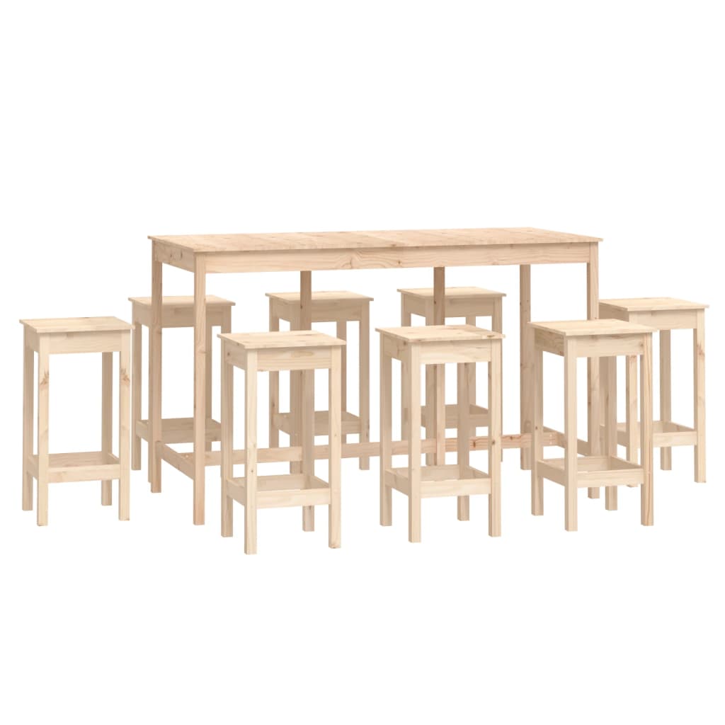 vidaXL 9-tlg. Bar-Set Massivholz Kiefer
