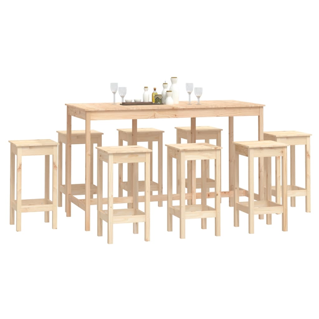 vidaXL 9-tlg. Bar-Set Massivholz Kiefer