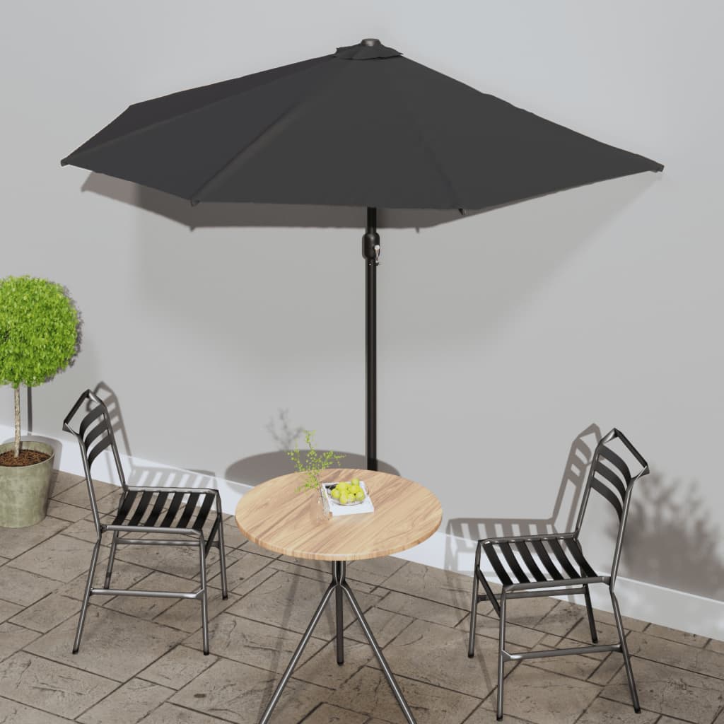 vidaXL Balkon-Sonnenschirm Alu-Mast Terrakotta 270x144x222cm Halbrund
