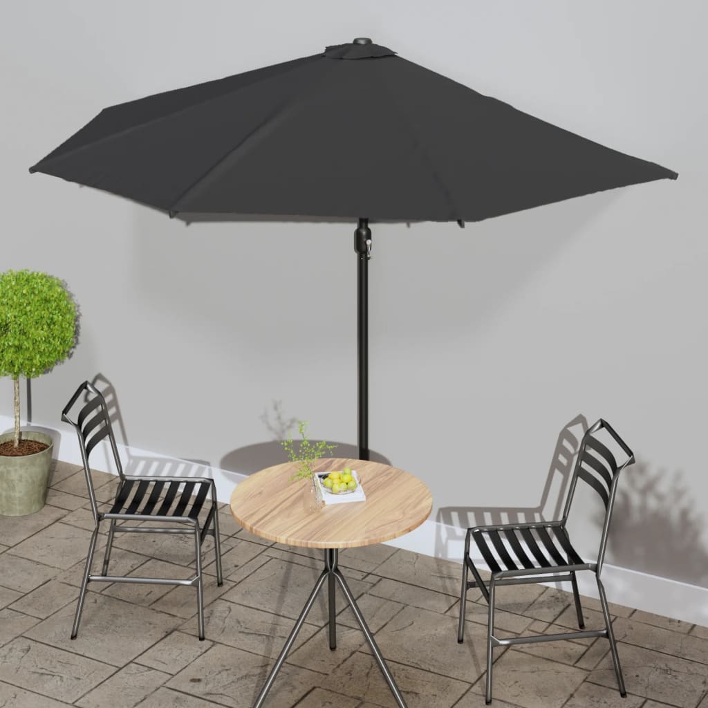 vidaXL Balkon-Sonnenschirm Alu-Mast Terrakotta 270x144x222cm Halbrund