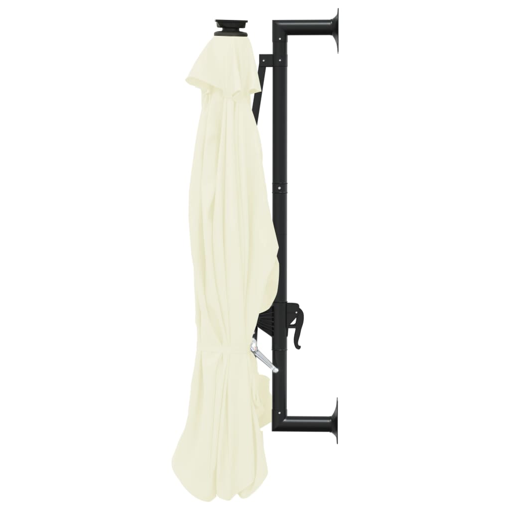 vidaXL Sonnenschirm zur Wandmontage mit LEDs 300 cm Sandweiß