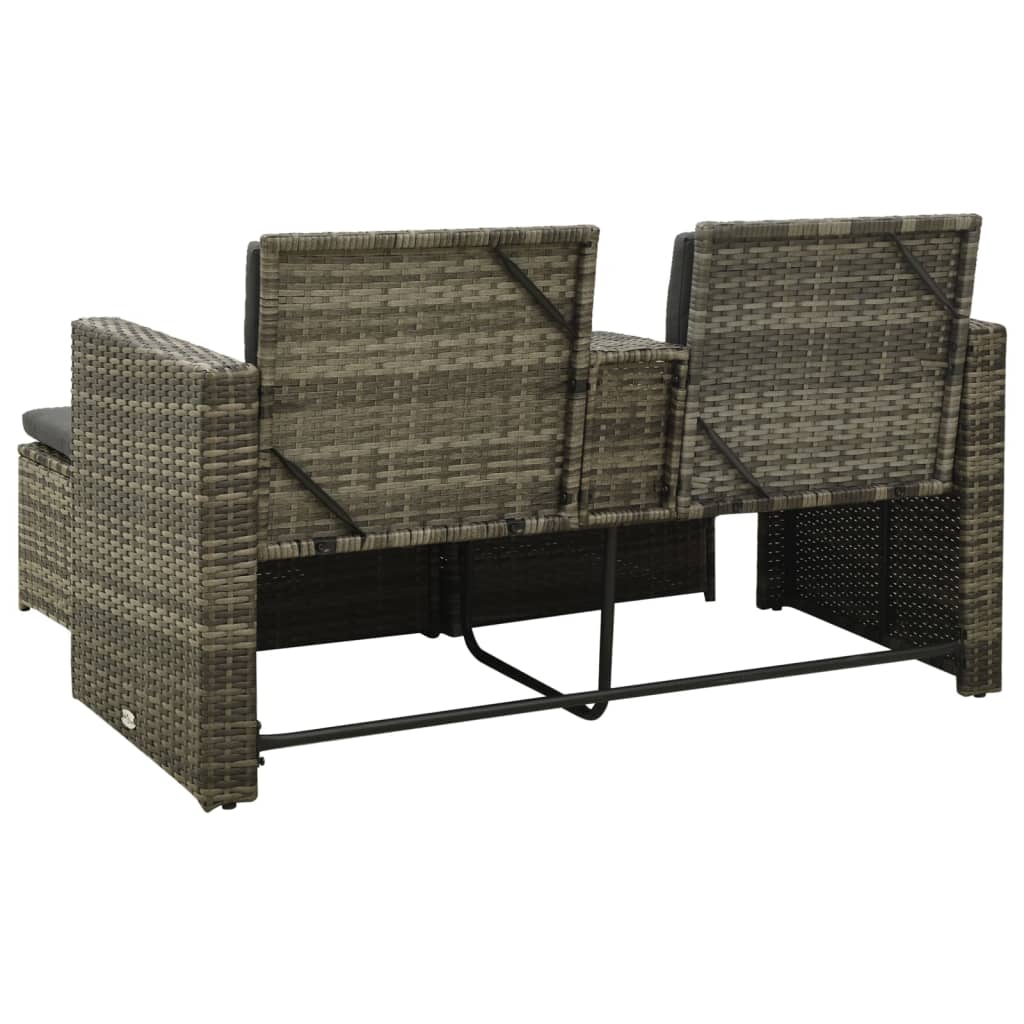 vidaXL 3-tlg. Garten-Lounge-Set mit Auflagen Poly Rattan Grau
