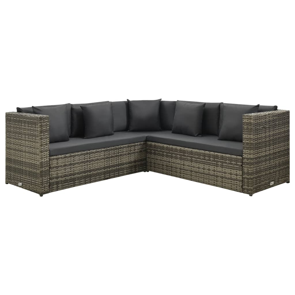 vidaXL 4-tlg. Garten-Lounge-Set mit Auflagen Poly Rattan Grau