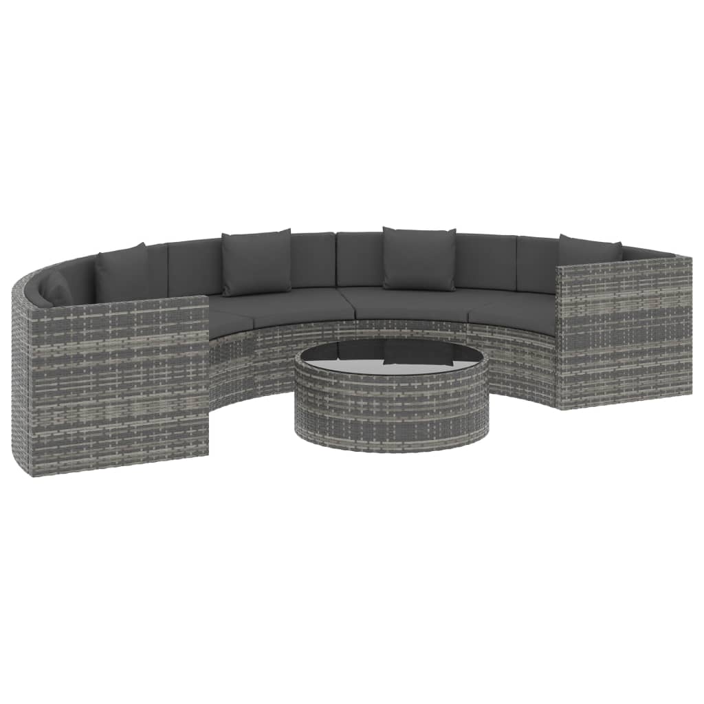 vidaXL 6-tlg. Garten-Lounge-Set mit Auflagen Poly Rattan Grau