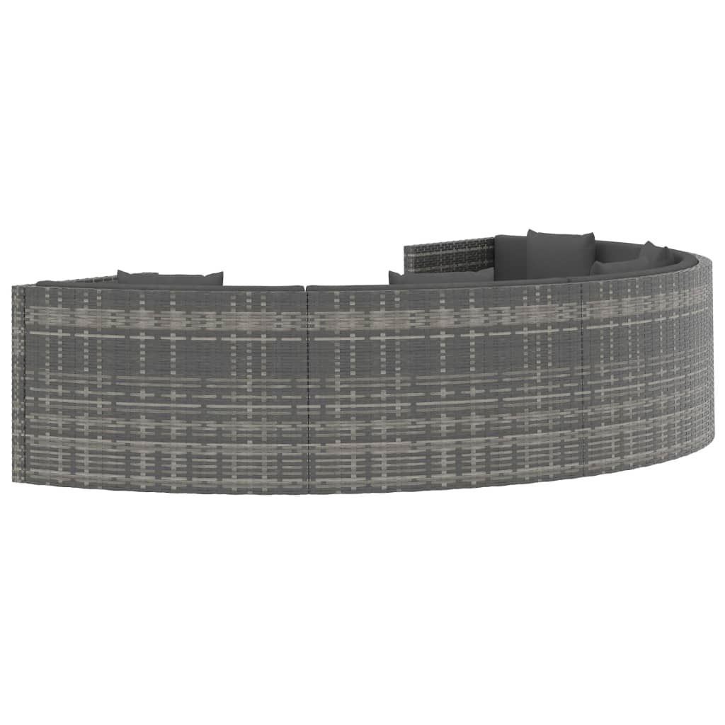 vidaXL 6-tlg. Garten-Lounge-Set mit Auflagen Poly Rattan Grau