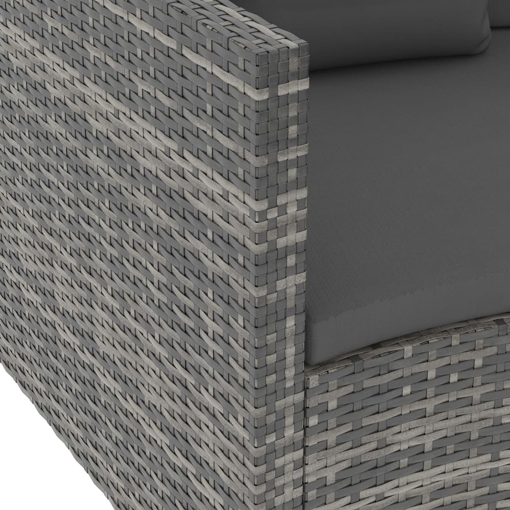 vidaXL 6-tlg. Garten-Lounge-Set mit Auflagen Poly Rattan Grau