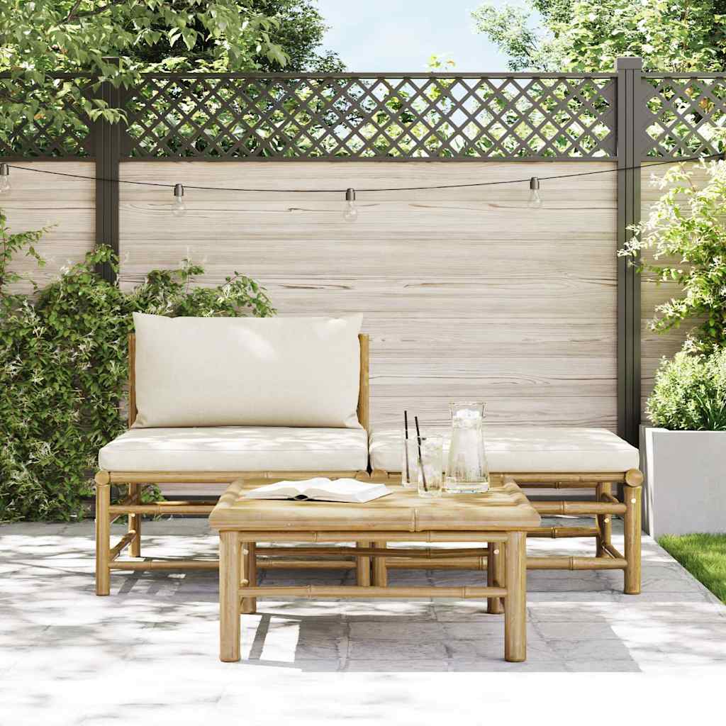 vidaXL 3-tlg. Garten-Lounge-Set mit Kissen Bambus