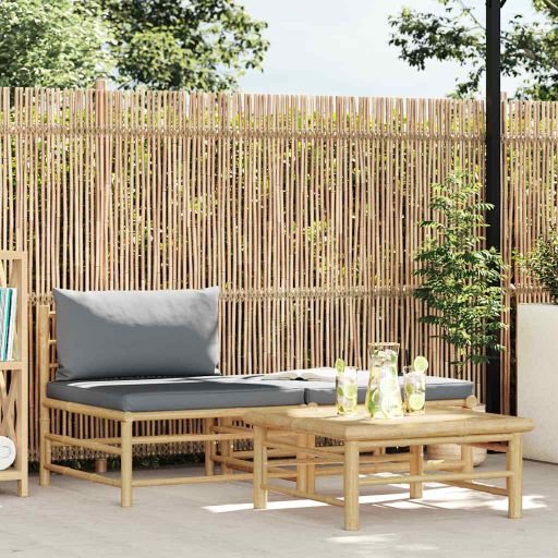 vidaXL 3-tlg. Garten-Lounge-Set mit Kissen Bambus