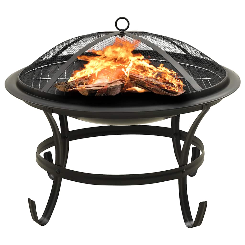 vidaXL 2-in-1 Feuerschale und Grill mit Schürhaken 56x56x49 cm Stahl