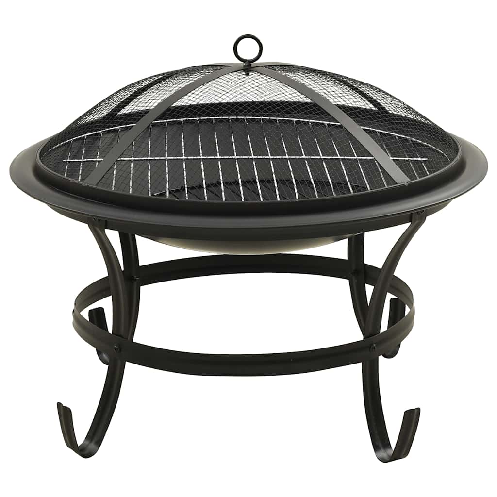 vidaXL 2-in-1 Feuerschale und Grill mit Schürhaken 56x56x49 cm Stahl