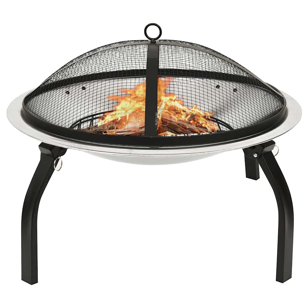 vidaXL 2-in-1 Feuerstelle und Grill mit Schürhaken 56x56x49 cm Stahl