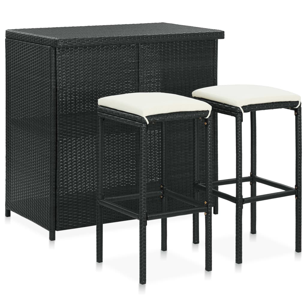 vidaXL 3-tlg. Bar Set Poly Rattan Braun