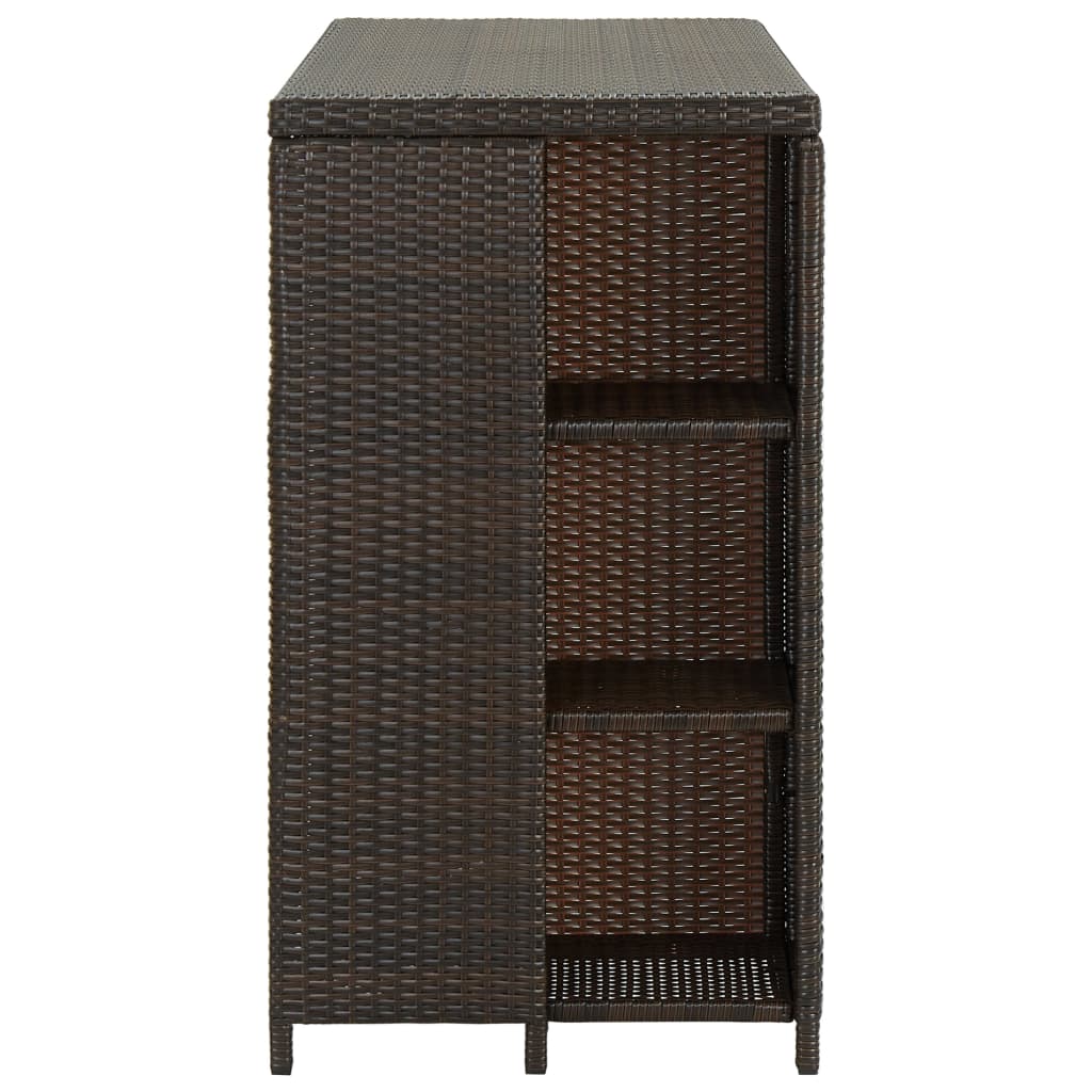 vidaXL Bartisch mit Regal Braun 120x60x110 cm Poly Rattan