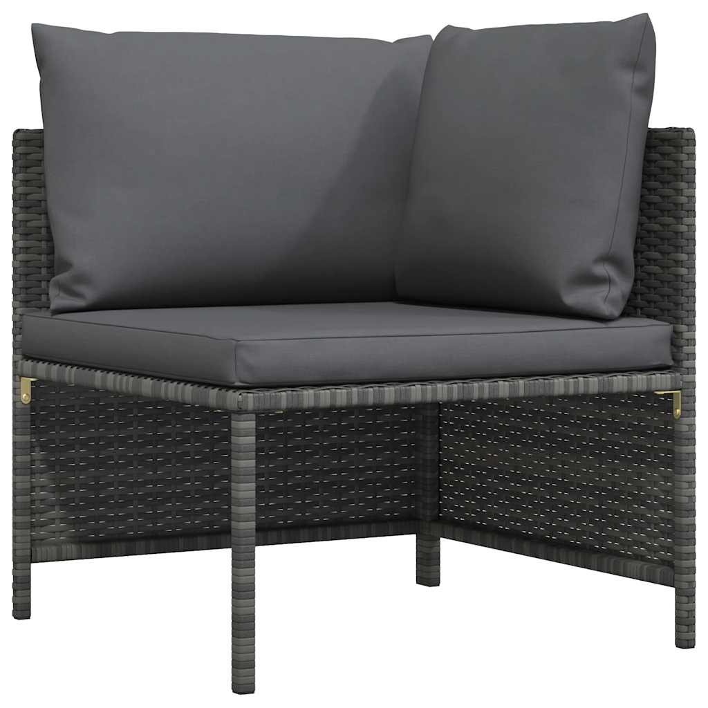 vidaXL Modulares Ecksofa mit Kissen Grau Poly Rattan
