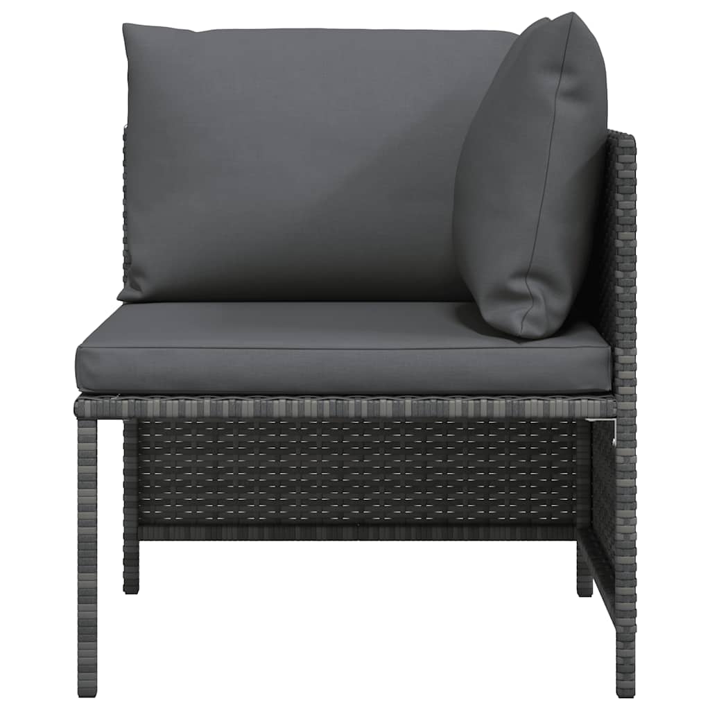 vidaXL Modulares Ecksofa mit Kissen Grau Poly Rattan
