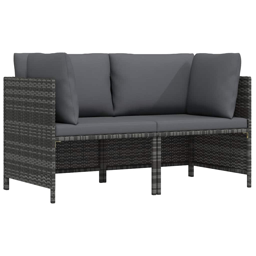vidaXL Modulares Ecksofa mit Kissen Grau Poly Rattan