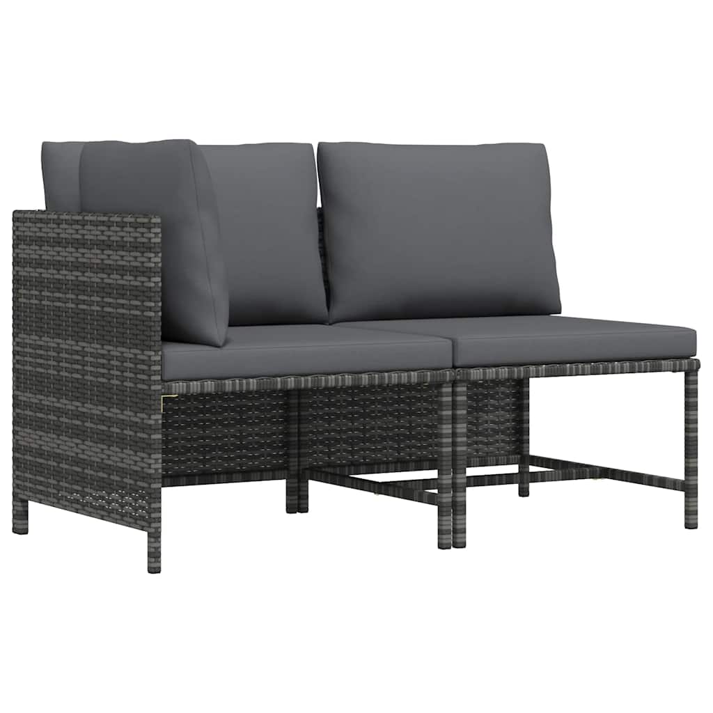 vidaXL Modulares Ecksofa mit Kissen Grau Poly Rattan