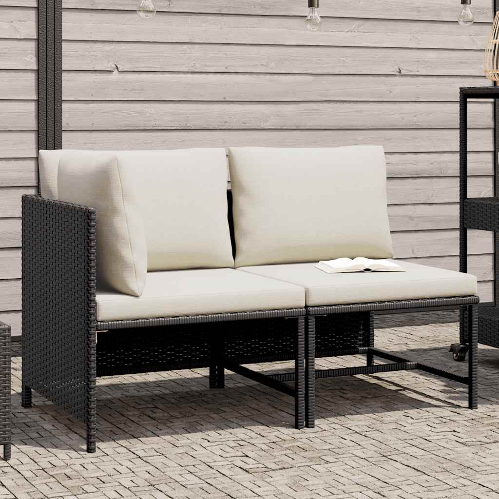 vidaXL Modulares Ecksofa mit Kissen Grau Poly Rattan