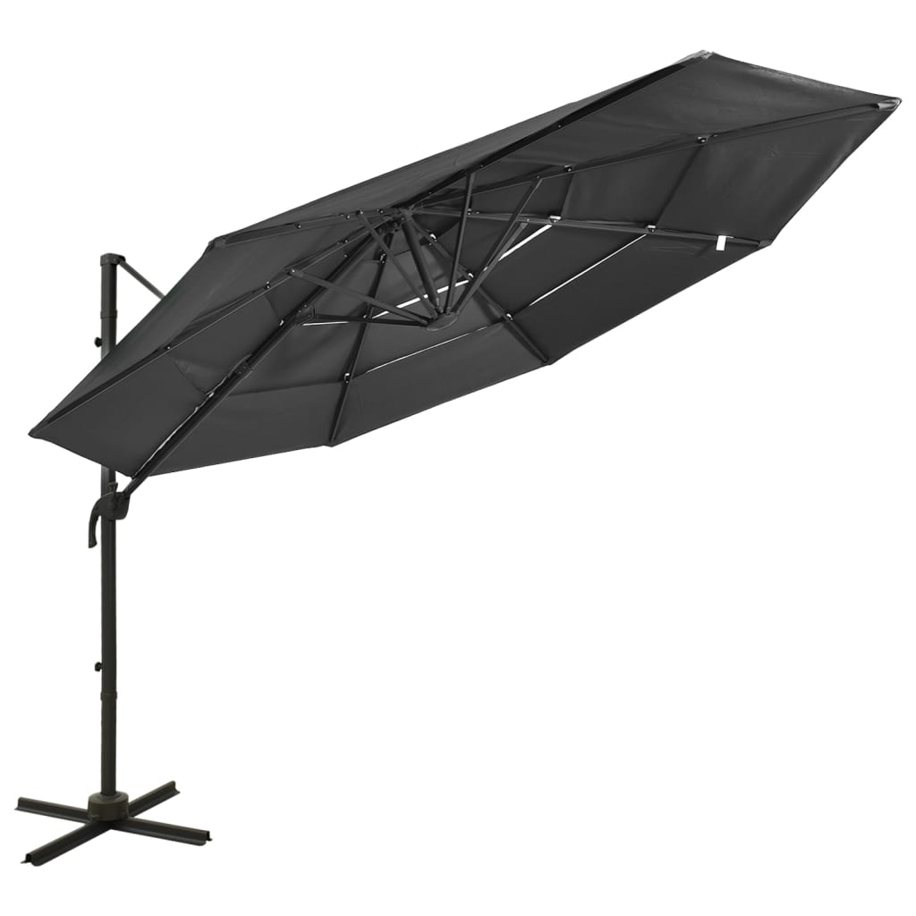 vidaXL Sonnenschirm mit Aluminium-Mast 4-lagig Sandfarben 3x3 m
