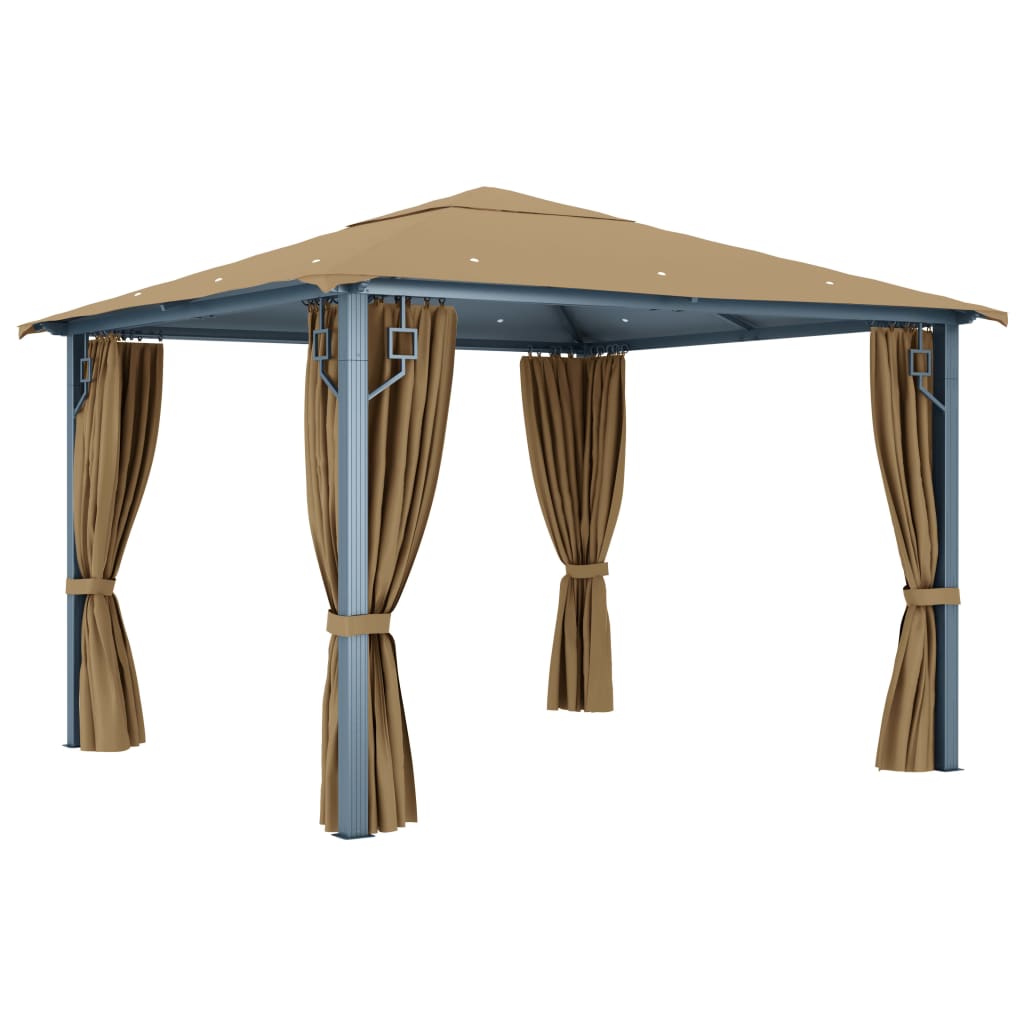 vidaXL Pavillon mit Vorhang 300x300 cm Taupe Aluminium
