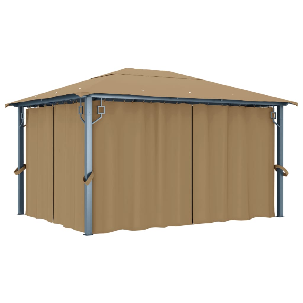 vidaXL Pavillon mit Vorhang 300x300 cm Taupe Aluminium
