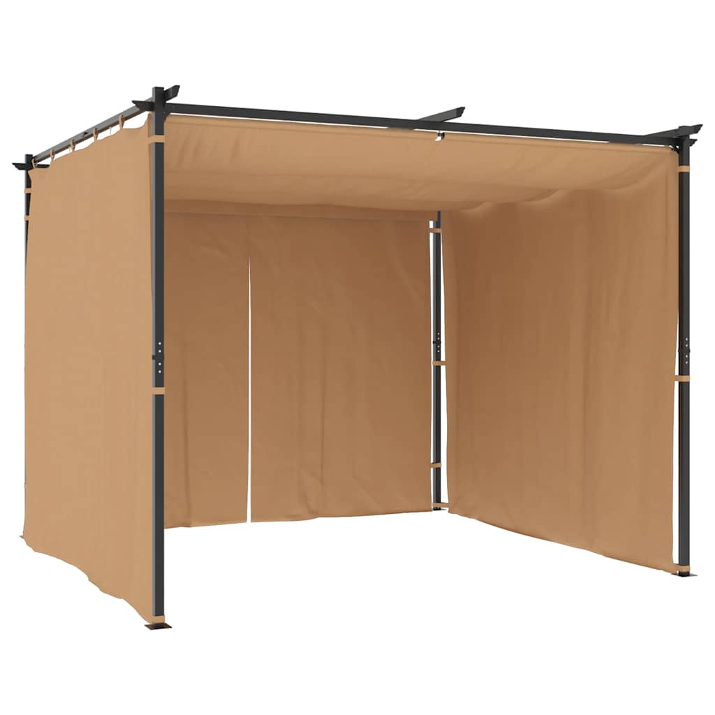 vidaXL Pavillon mit Vorhängen 3x3 m Taupe Stahl